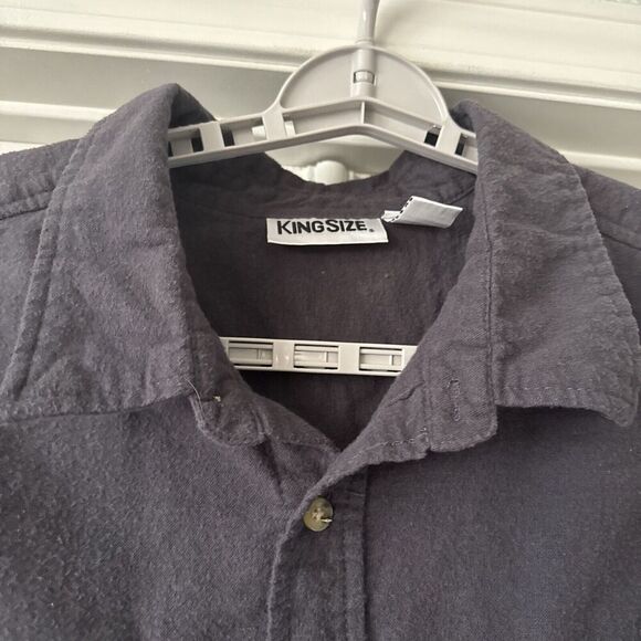 King Size Mens Flannel Shirt 3XB Long Sleeve Pockets Workwear Gray Rugged Warm - Picture 4 of 12